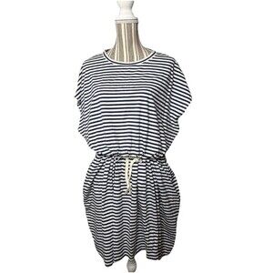 Primary Clothing Brand Women XXL Blue Striped Drawstring Waist Dress 100% cotton